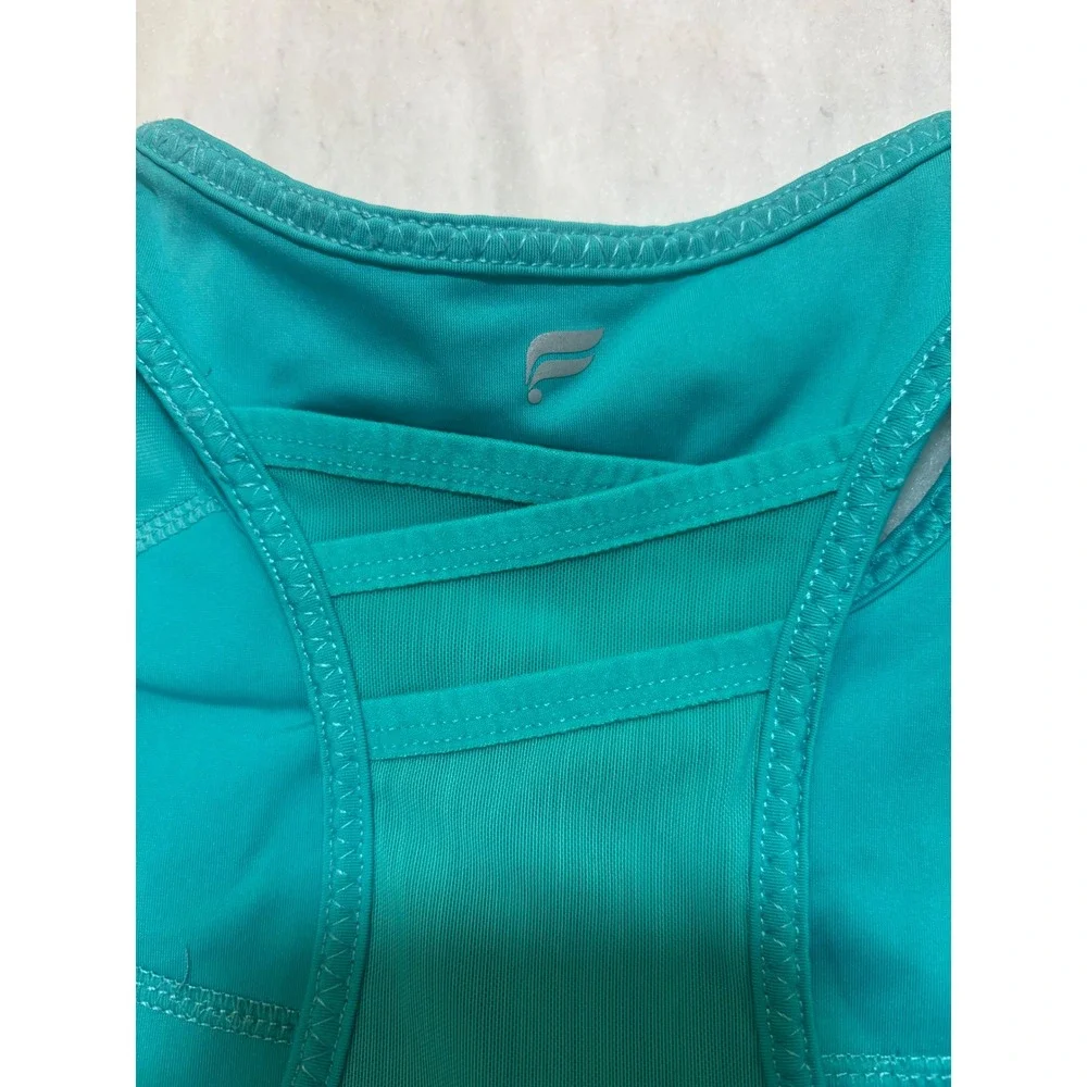Fabletics Teal Racerback High Neck Sports Bra Strappy Back Workout Fitness Sm